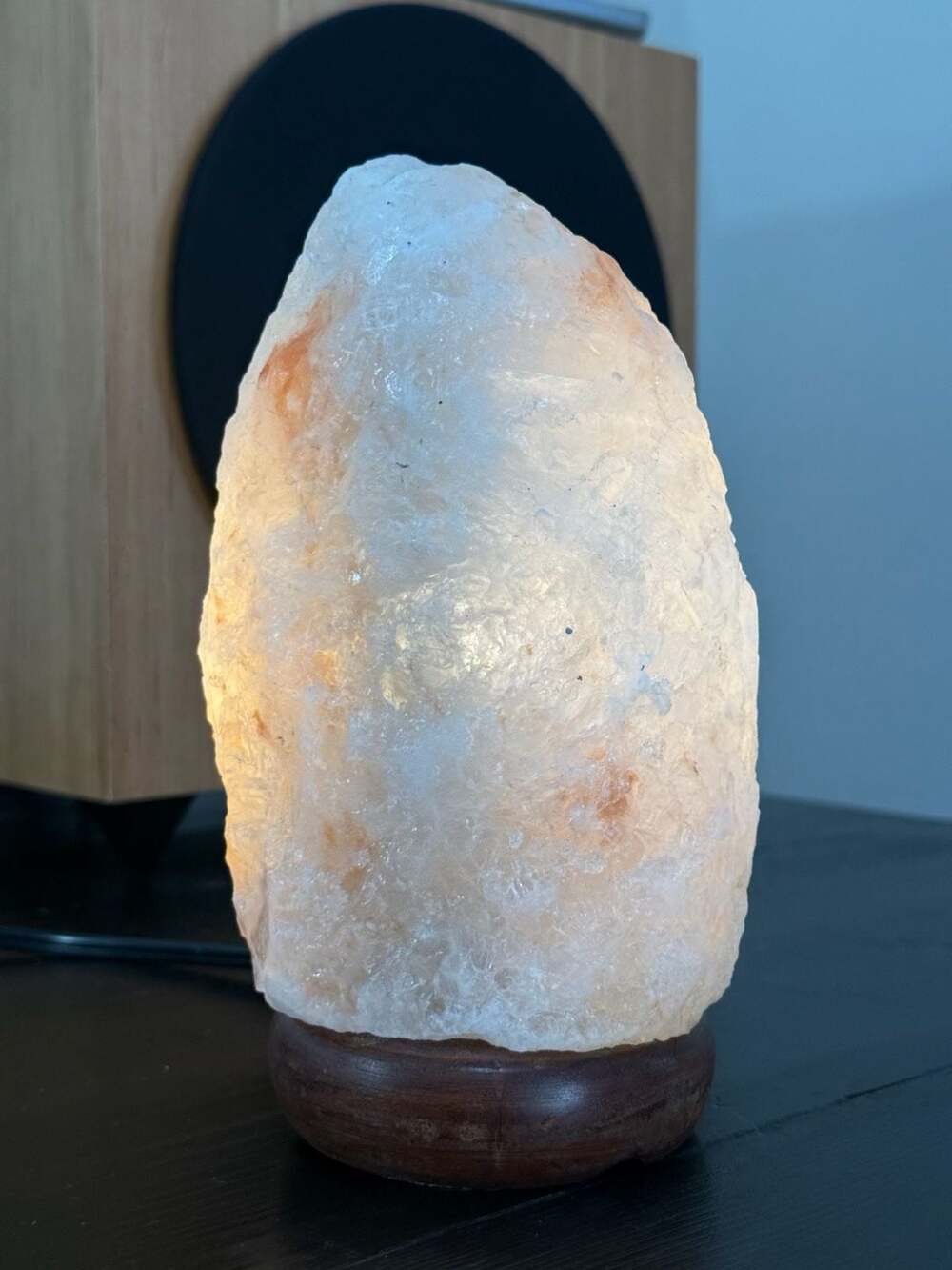 Natural Himalayan Salt Lamp Pink Crystal Stone With Wooden Base